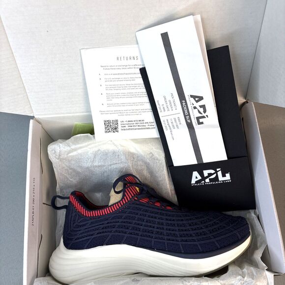 Womens Sz 7 APL Sneakers Shoes Techloom Zipline Navy Red Ribbed Running Athletic - Picture 3 of 16